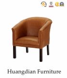 Brown Leather Upholstery Tub Chair for Restaurant (HD092)
