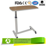 FDA Factory Economic Patient Wooden Hospital Adjustable Overbed Table