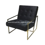 Classic Black PU/Genuine Leather Metalarmrest Accent Sofa Chair for Sale