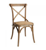Event Hire Furniture Cross Back Wood Chair with Rattan Seat