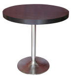 Round Dining Table Wooden Hotel Furniture with Stainless Steel Leg