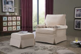 Contemporary Fabric Upholstered Glider Recliner Nursing Chair with Ottoman Light Beige
