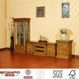 Antique Traditional Glass Wood Framed Door Shelves TV Stand (GSP15-004)