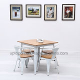 White Square Metal Wood Restaurant Table and Chair Set (SP-CT762)