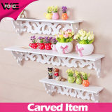 Modern Filigree Style Carve White Wooden-Plastic Wall Shelf for CD Book Display