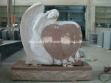 G664 Red Granite Heart with Angle Monument&Tombstone