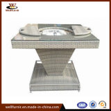 Outdoor Furniture/Rattan Bar Table with Ice Bucket for Cold Beer
