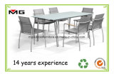 Stainless Steel Outdoor Dining Table Set with Glass Top