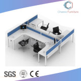 Popular blue Four Seats Workstation Style Office Desk with Wood Partition (CAS-W31484)