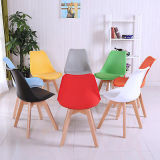 4 Set Tulip Dining Chairs with Leather Cushion & Solid Wood Legs