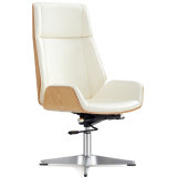 Fixed Aluminum Four Leg Leather Chair Office Furniture