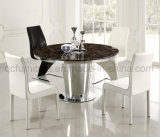 Cylinder Big Stainless Steel Base Marble Top Dining Table