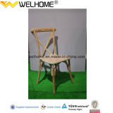 Limewash Color Oak Wood Stackable Cross Back Chair