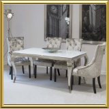 Modern French Chrome Louis White Dinner Table for Dining Room Sets
