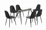 Hot Sales Metal and Glass Dining Table and Chairs 1+6