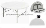 Single-Piece Plastic Folding Round Table with Steel-HDPE