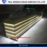 Tell World White Countertop with Temered Glass Front Bar Counter