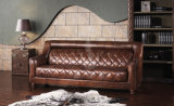 2017 Best Selling Victoria Classic Button Tufted Leather Sofa Set
