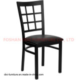 Restaurant Furniture Black Window Back Metal Restaurant Chair with Black Vinyl Seat