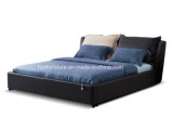 Dubai Furnishings Modern Bedroom Leather Bed with Wooden Frame