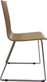 Modern Wood Stackable Fastfood Restaurant Dining Chair Covered with Stainless Steel Leg