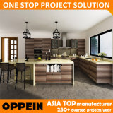 Modern Fast Delivery Custom Wood L-Shaped Kitchen Cabinets with Island (OP14-K003)