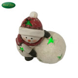 Special Ceramic Christmas Snow Man Statue and LED Snowball