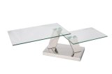 Stainless Steel Folding Coffee Table with Tempered Glass Top