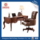 Rui Fu Xiang Luxury Antique Knocked Down Carved Wood New Office Furniture with SGS Certificate (AG318/4 Drawers/1 keyboard Drawer/ Oak Color/ Solid Wood)