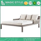 Patio Wicker Daybed with Cushion Outdoor Chaise Sunbed Garden Rattan Daybed Wicker Double-Bed