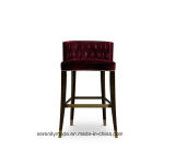 Antique Style Upholstery Wine Red Fabric Tufted High Bar Stools/Chairs