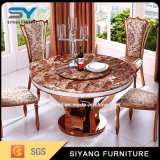 6 Persons Marble Top Round Gold Dining Table