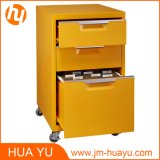 Office Furniture 2 Drawers Rolling Metal Yellow Filing Cabinet