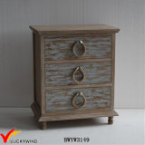 French Style Stained 3 Drawer Bedside Cabinets with Rope Knobs
