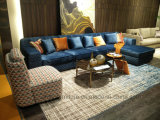Blue Corner Fabric Sofa with Special Design
