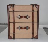 Antique Brown Canvas Side Table, Classic Side Table with Drawers Rtk-62