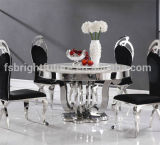 Round Marble Dining Table Set Stainless Steel Frame Dining Table