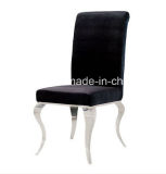 Louis Black Velvet and Stainless Steel Chrome Modern Dining Chair