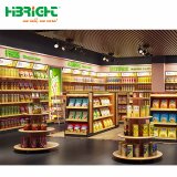 Round Shape Supermarket Wood Promotion Display Stand
