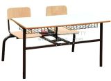 Double Design School Furniture Study Wood Desk Attached Chair for Sale