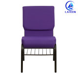 Sale Comfort Fabric Cushion Church Chair with Metal Frame