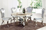 Modern Metal Dining Table and 4 Chair Designs Sets Glass Round Dining Table