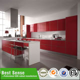 Red Lacquer Modern Kitchen Cabinets