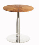 Round Teak Wood Stainless Steel Patio Table