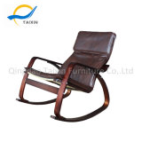 Modern Simple Style PU Fabric Wooden Rocking Chair