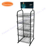 4 Tiers Supermarket Metal Floor Wire Basket Display Bakery Shelves Display Rack