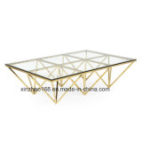 Golden Colour Glass Top Dining Table