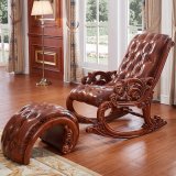 Classic Leather Rocking Chairs with Ottoman for Bedroom Furniture
