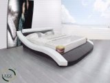 European Style Wood Carved Leather Bed for Home Use