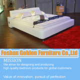 White King Size Leather Bed with Play Music Function Bed for iPhone